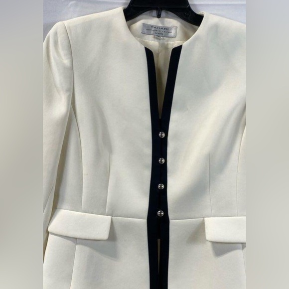 Tahari Arthur Levine Career Blazer Size 6 Classic ivory White Black - Picture 4 of 5